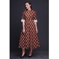 thumbnail image 4 of Bimba Robe à Manches Retroussables Imprimée pour Femmes Col Mandarin Chemise Boutonnée-Moyenne, 4 of 5