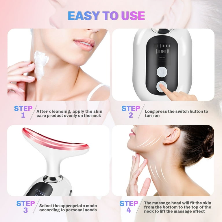 Firming Wrinkle Removal Device for Neck Face, Double Chin Reducer Machine with 45 +5℃ Heat & 3 Color Modes for Skin Care, Face Lift, Improve, Smooth Firming Wrinkle Removal Device for Neck Face, Double Chin Reducer Machine with 45 +5℃ Heat & 3 Color Modes for Skin Care, Face Lift, Improve, Smooth