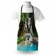 thumbnail image 3 of Waterfall Apron Waterfall in Corner of Lake in Laos Surrounded by the Vietnamese Trees Asian, Unisex Kitchen Bib Apron with Adjustable Neck for Cooking Baking Gardening, Blue and Green, by Ambesonne, 3 of 3