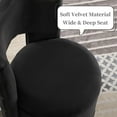 thumbnail image 3 of Round Velvet Vanity Chair with Tufted Button Back & Storage – Swivel Chair for Living Room with Pillow Included (Black), 3 of 9