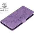 thumbnail image 4 of Case for Samsung Galaxy S22 5G, Premium Leather Flip Wallet Case with Card Slots Holder Kickstand Hand Strap Mandala Half Flower Design Embossed Shockproof Cover Case - Purple, 4 of 14