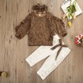 thumbnail image 7 of Seyurigaoka 3 Pcs Kid's Casual Suit, Falbala Leopard Pullover, Folded Trousers, Headband, 7 of 7