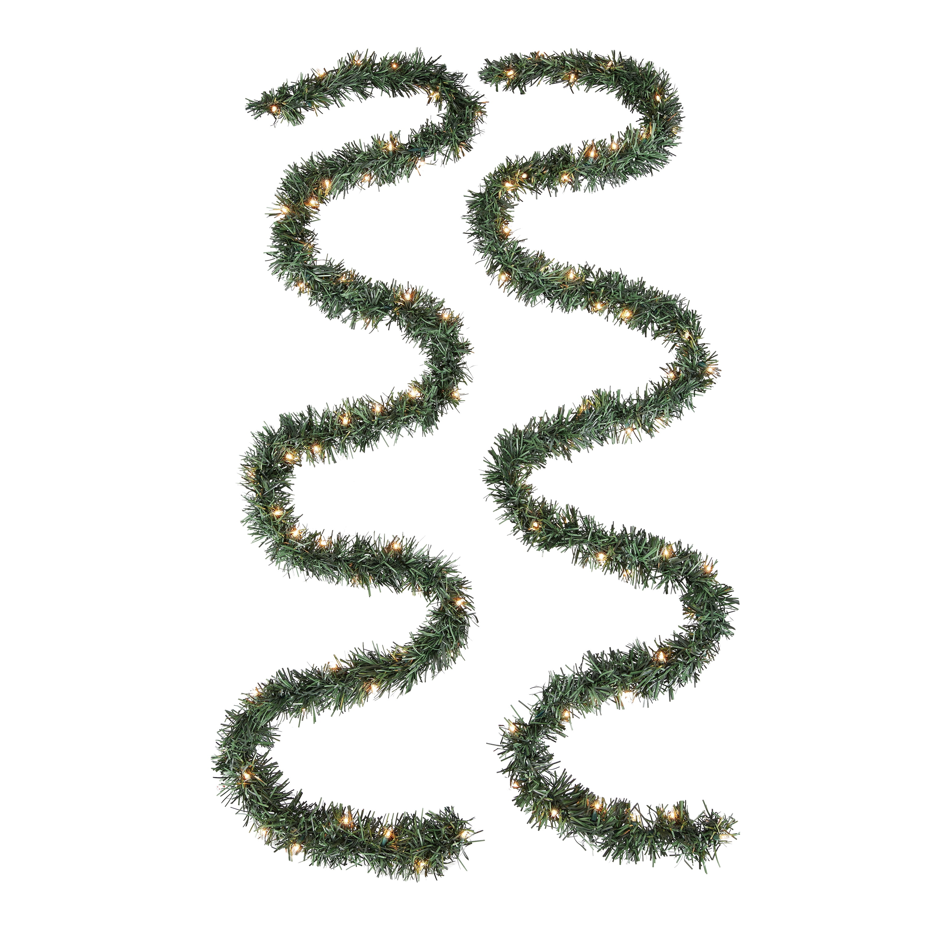 Holiday Time Prelit Green Christmas Garlands, 108''