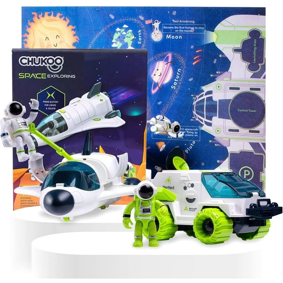 Space Toys - Rocket Ship Toys for Kids 3-5 Include Space Shuttle with Light and Sound, Space Rover, 2 Astronaut Toys, Special Educational Mat with Solar System Toy, Space Playset.
