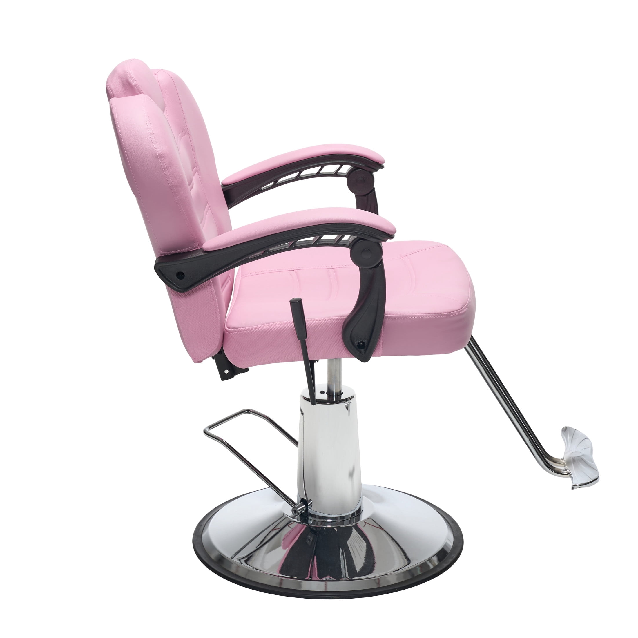 Noble House Heavy Duty Reclining Barber Chair, 360° Swivel Salon Chair with Hydraulic Pump, Pink