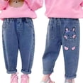thumbnail image 3 of CAIVO Child Girls Denim Jeans For Kids Little Girls Pants With Stretchy Fit For Play And Everyday Wear Vacation Solid Color Summer Trousers, 3 of 3