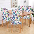 thumbnail image 2 of Yayeee 4 Pack Dining Chair Covers Stretch Parson Chairs Slipcovers Seat Protector, Green Simple Triangles, 2 of 6