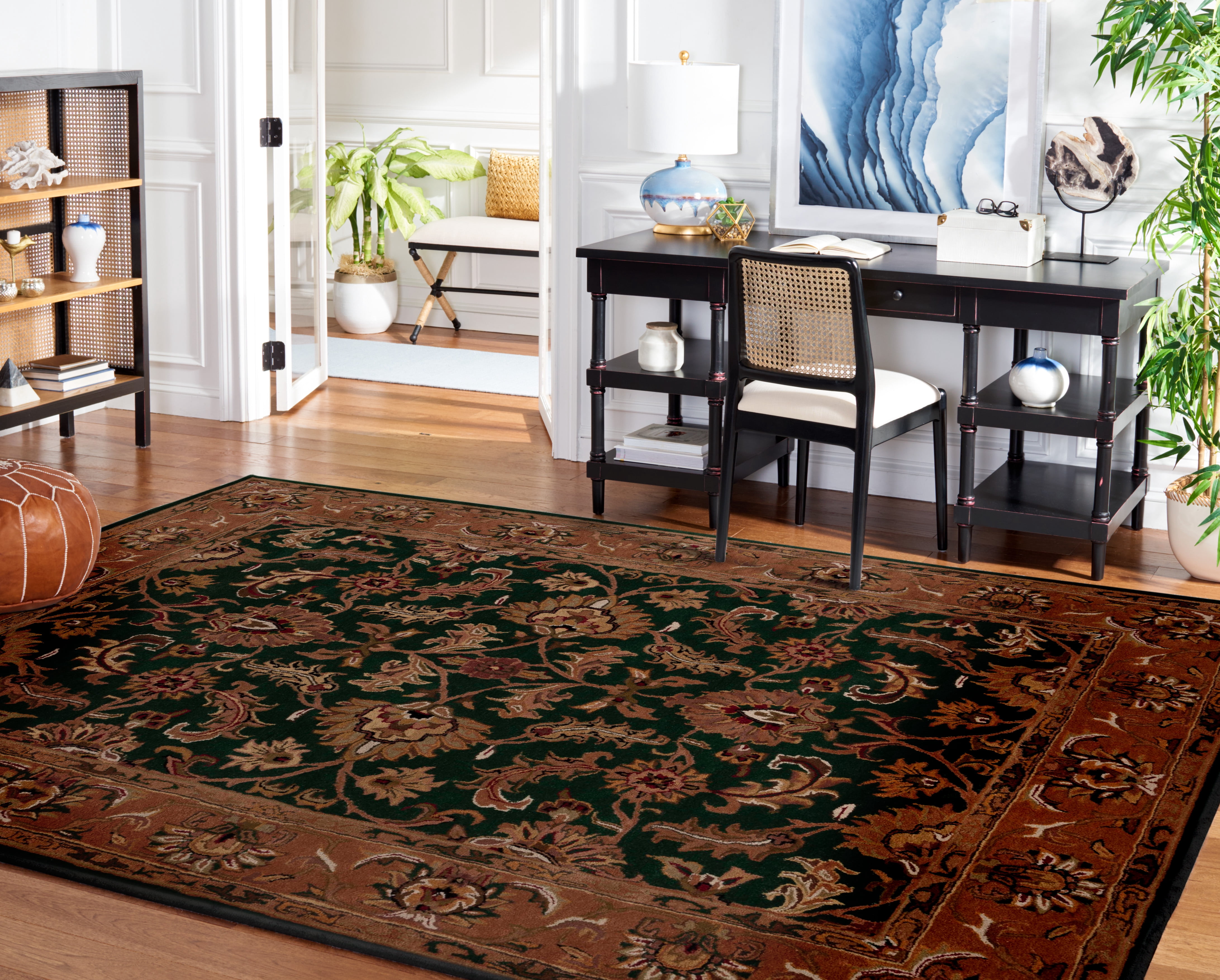 Safavieh Heritage Valery Oriental Wool Area Rug, Dark Green/Gold, 5' x 8'