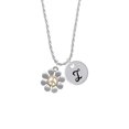 thumbnail image 2 of Delight Jewelry Two-tone Large Daisy with Peace Sign Silvertone Script Initial Disc - I - Charm Necklace, 20"+3", 2 of 4