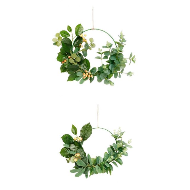 2 Aros Florales de Primavera con Corona de para Colgar en Puerta, Decoración de Boda Baoblaze Corona de puerta delantera