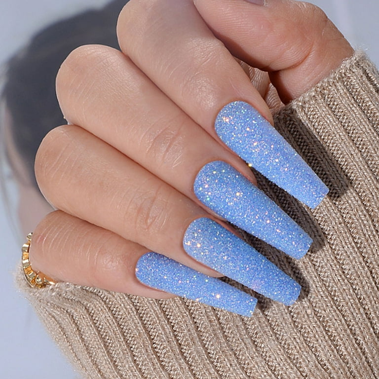 Blue Glitter Nail Art