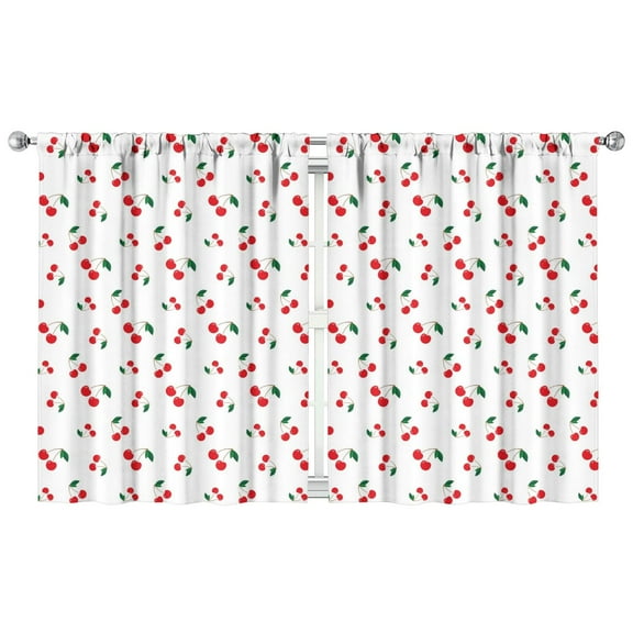 Nursery Curtains Boys Girls Kids Cherry Print Pattern Window Drapes for Living Bedroom Playroom Room Decor Rod Pocket 42x54Inch 2 Panels