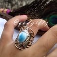 thumbnail image 3 of Dominican Larimar Gemstone Ring: 925 Sterling Silver, Cocktail Style, 3 of 10