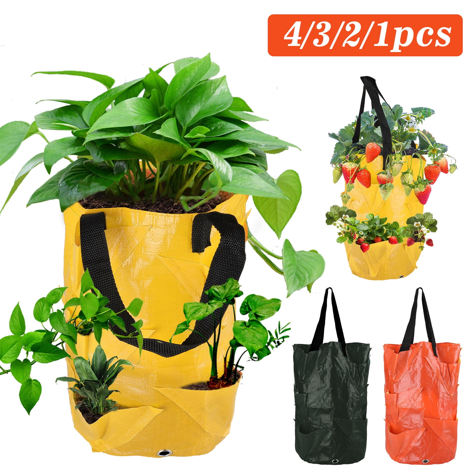 4/3/2/1 Pack Wall Hanging Planter Bag,Hanging Strawberry