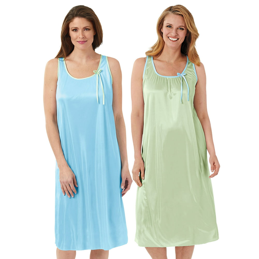 2-Pack Silky Nightgowns by Cozee Corner - Walmart.com - Walmart.com