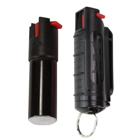 Pepper Spray with Hard Case Key Ring Belt Clip - Black (0.5 (Best Glock For Personal Defense)