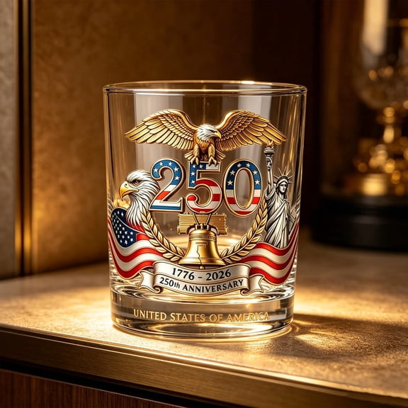 US 250th Anniversary Commemorative We the People Whiskey Glass, Anniversary Commemorative Personal Reserve Glass Cup Gift, for Whisky, Bourbon, Scotch, Wine (Style A)