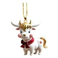 thumbnail image 2 of Christmas Bull Acrylic Ornament Hanging Pendant Christmas Tree Decoration White Bull Ornament Backpack Pendant Charm Wall Decor, 2 of 5