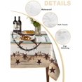 thumbnail image 2 of Retro Texas Star Table Cloth 60x102 Inch Rectangle, Bless Our Home Farmhouse Teal Beige Wood Grain Waterproof Tablecloth Washable Table Cover for Party Picnic Dinner Decor, 2 of 9