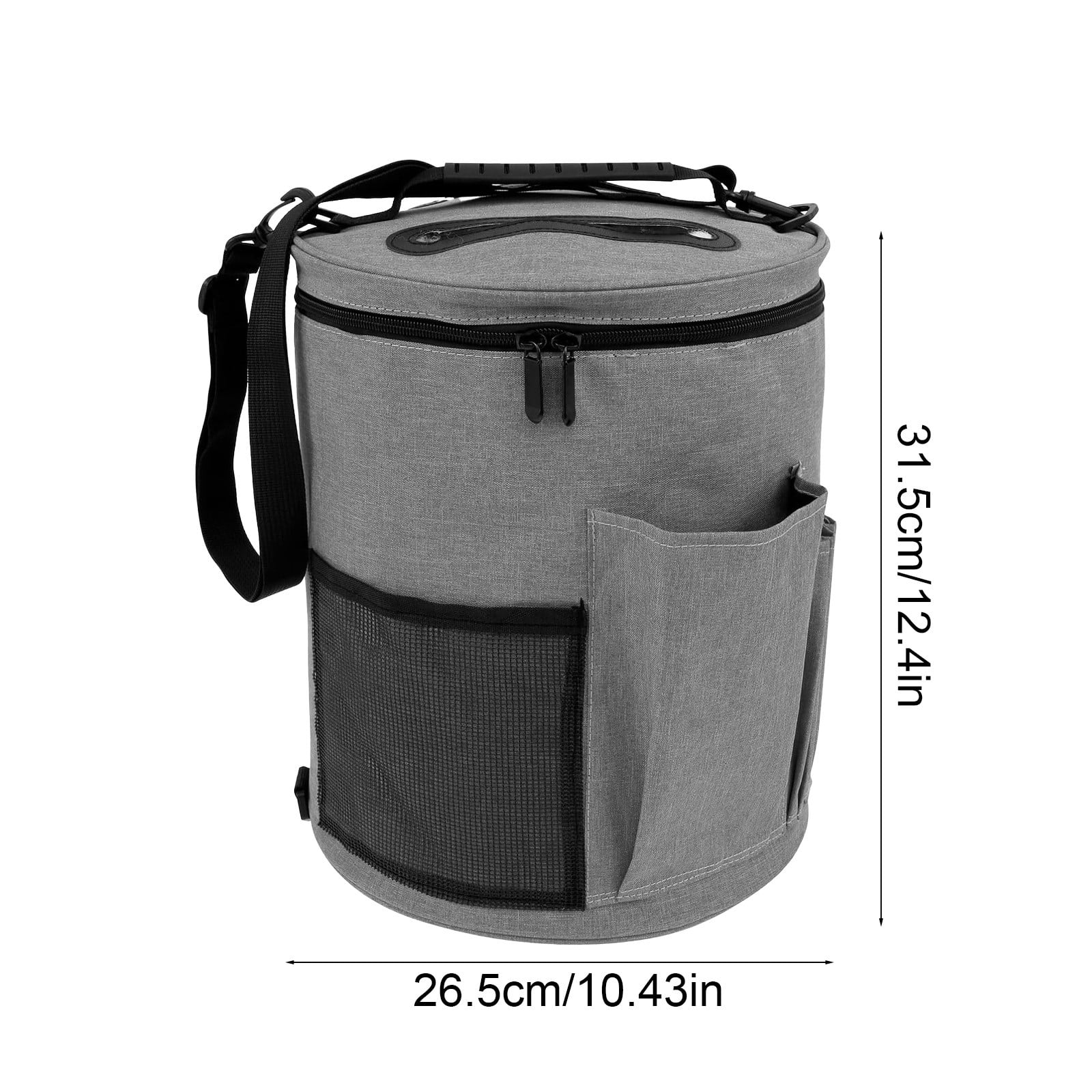 Djiypn Crochet Bag Organizer for Yarn Storage, Oxford Cloth Knitting Tote Bag with Handle for Crochet Accessories, Portable Yarn Bag for Yarn Balls, Crochet Hooks& Knitting Needles Holder (Gray)