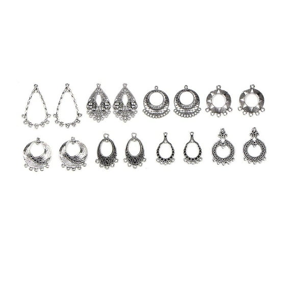 Masteelf 60PCS Mixed Earring Pendant Charms Antique Silver Color Pendants Charms for Earring DIY Jewelry Making Findings