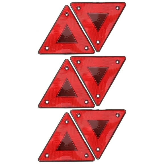 IBASETOY 6PCS Vehicle Triangle Safety Sign Red Plastic Improves Visibility Road Trip