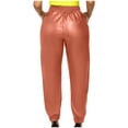 thumbnail image 3 of SMihono Clearance 2024 Young Ladies Skinny Slim Fit Full Length Pants Fashion Women's Solid High Waisted Pants Ladies Button Slim Leather Pants Orange 8, 3 of 8