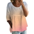 thumbnail image 2 of Tittly Womens T Shirts Womens Plus Size Tops Short Sleeve Shirts for Women Casual Women's Floral Print Half Sleeved Round Neck Shirt 3/4 Sleeved Large Size T Shirt Pink, 2 of 5