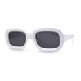 thumbnail image 3 of Womens Classic Mod Rectangle Minimal Plastic Sunglasses White Black, 3 of 4