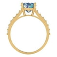 thumbnail image 4 of Clara Pucci 14K Yellow Gold Solid Gold BlueMoissanite Solitaire with Accents Anniversary Ring for Women - 2.3 cttw Round Cut, 4 of 8