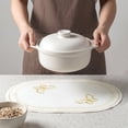 thumbnail image 4 of REGALWOVEN Rustic Oval Placemats Set of 4 Cotton Linen Placemats for Dining Table Decor Washable Kitchen Table Mat Wipe Clean White 17.7x12.6inch, 4 of 6