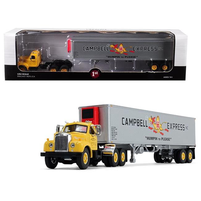Mack B61 Day Cab Yellow with 40\' Vintage Reefer Trailer \Campbell 66