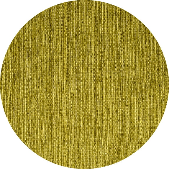 Ahgly Company Indoor Round Abstract Yellow Contemporary Area Rugs, 7' Round