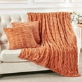 thumbnail image 3 of Home Soft Things Faux Fur Shar Pei Throw & Pillow Cover Combo - Burnt Orange - 50" x 60"/20" x 20", 3 of 11