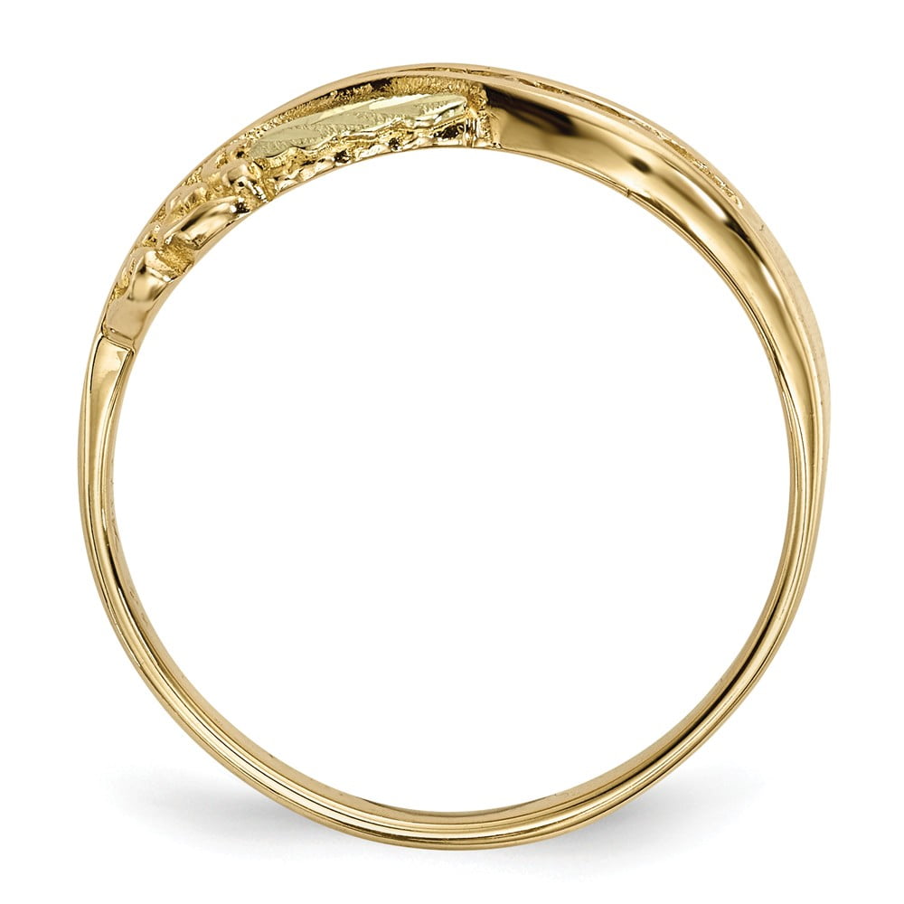 10K Yellow Gold Ring Band Black Hills Diamond-cut Diamond Round, Size 8