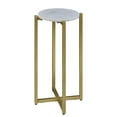 thumbnail image 5 of Ivy 24.5 Inch Marble Top Accent Round Side Table with Metal Frame, White and Gold, Saltoro Sherpi, 5 of 7