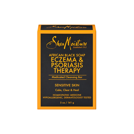 Shea Moisture African black Soap Eczema & Proriasis Therapy Medicated Cleansing Bar - Calm, Clear & Heal - for Sensitive Skin - 5 oz. - Value Double Pack Qty of 2