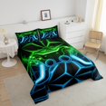 thumbnail image 4 of Erosebridal Teens Gamepads Bedding Twin Comforter Set,Blue Green Down Comforter,Video Game Bedding Sets Twin with Comforter,Breathable Geometric Room Decor,Reversible,2-Piece, 4 of 8