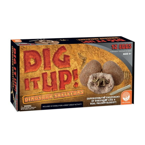 MindWare Dig It Up! Dinosaur Skeleton Eggs Excavation Kit, 12-in-1 with 12 Clay Eggs
