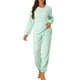 thumbnail image 1 of Conjuntos de pijama de franela de invierno para mujeres INSPIRE CHIC, de manga larga, ropa de estar por casa, XL, con estampado de corazones en verde, 1 of 6