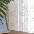 thumbnail image 5 of Curtainking Kitchen Curtains 24 inch Leaf Embroidered Tiers Kitchen Windows Farmhouse Small Curtains Sheer Tiers Voile Cafe Curtains Rod Pocket 2 Panels Beige on White, 5 of 7