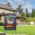 thumbnail image 2 of Halloween Garden Flag Funny Ghost Pumpkin Witch Hat Outdoor Yard Decoration Happy Halloween Banner 12x18 Inch Double Sided Holiday House Lawn Flag Vertical Seasonal Yard Sign Decor, 2 of 5