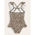 thumbnail image 4 of Girls One Piece Swimsuits Size 7-8Y Leopard Print Bathing Swimsuit Frill Cute Ruffle Cute Summer Beach Pool Party Toddler Kids Swimwear, 4 of 5