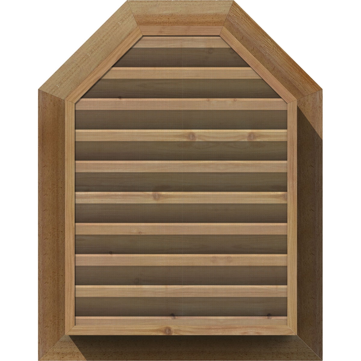 36"W x 30"H Octagonal Top Gable Vent (41"W x 35"H Frame Size): Unfinished, Functional, Rough Sawn Western Red Cedar Gable Vent w/ 1" x 4" Flat Trim Frame
