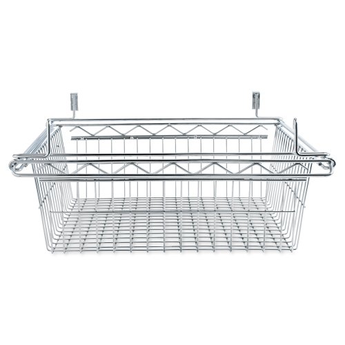 Alera Sliding Wire Basket for Wire Shelving, 18 by 18 by 8Inch, Silver