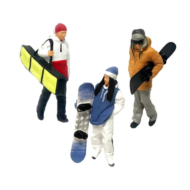 Esquirla 3x Ho Scale Miniature Model Skiing Figures Building Decoration Supplies for Fire B