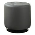 thumbnail image 1 of Coaster Contemporary Tufted Faux Leather Round Swivel Ottoman in Gray, 1 of 2