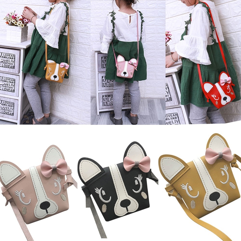 Fashion Dog Animal Bowknot Shoulder Bags Women Girl Handbag Mini Messenger Bag 