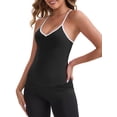thumbnail image 4 of INSPIRE CHIC Women's V-Neck Spaghetti Straps Tank Top Slim Fit Solid Elastic Cropped Athletic Camisoles S Black, 4 of 6