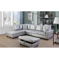 thumbnail image 3 of Lifestyle Furniture Biscuits Right-Facing Sectional & Ottoman in Silver/White, 3 of 5